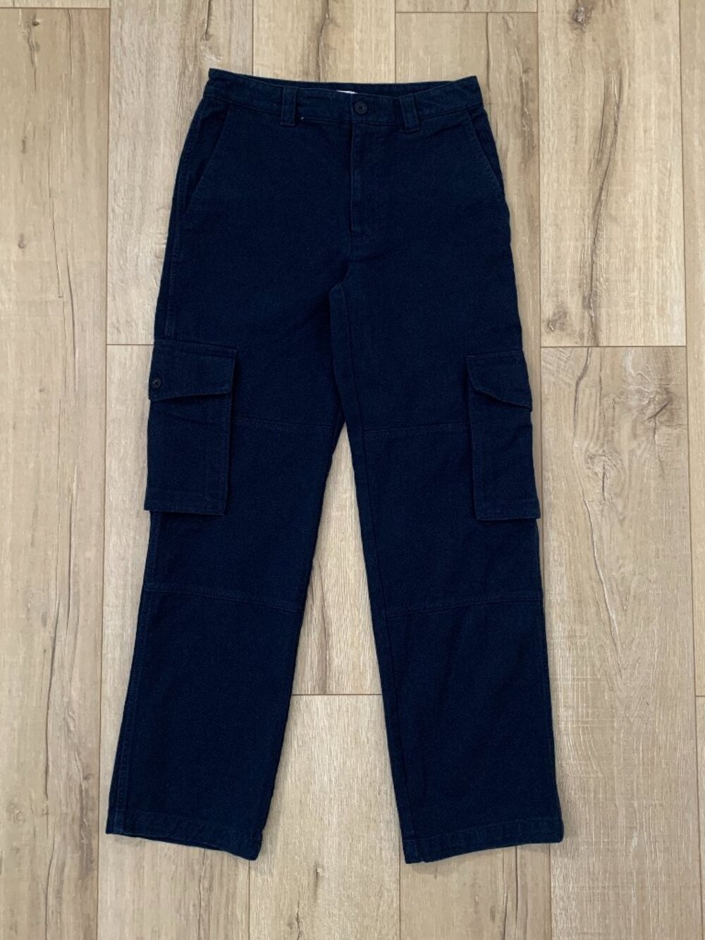 Tna Aritzia Women 6 Cargo Pants Navy Blue 100% Cotton Utility Straight Leg
